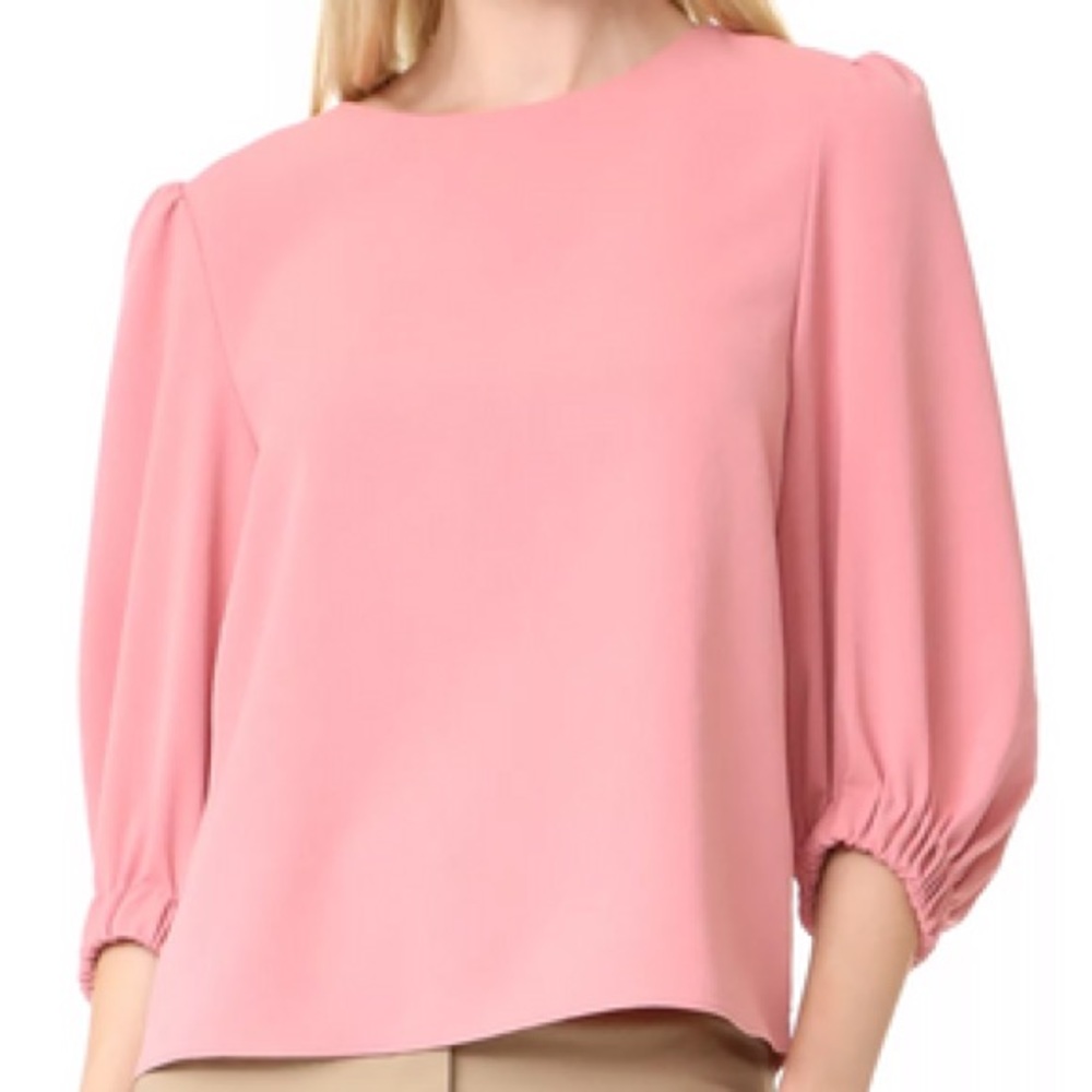 Tibi 3/4 Sleeve Easy Top With Strap Detail Pitaya Pink